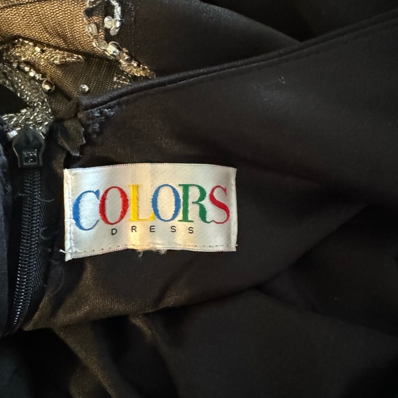 Women’s black satin sheath dress Silver beading & appliqués made by Colors Dress - Picture 7 of 7